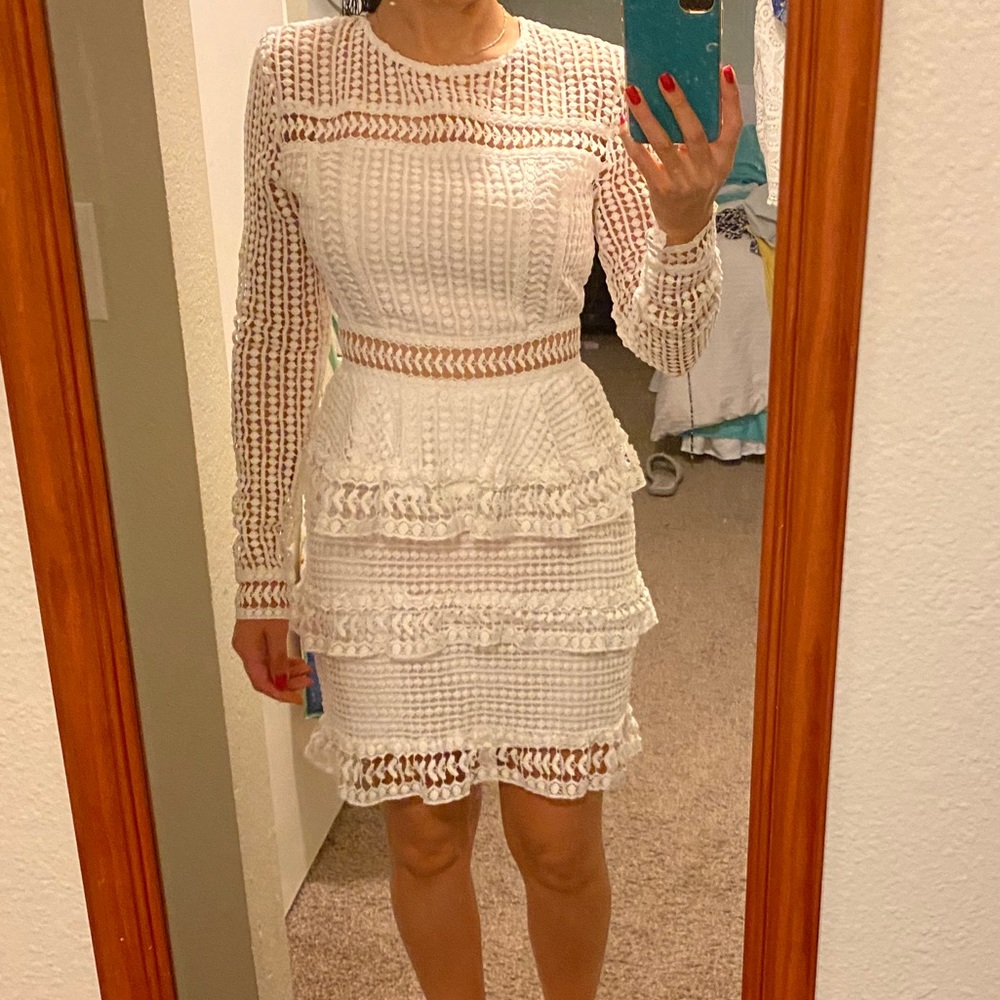 White ruffled lace dress- Endless Rose